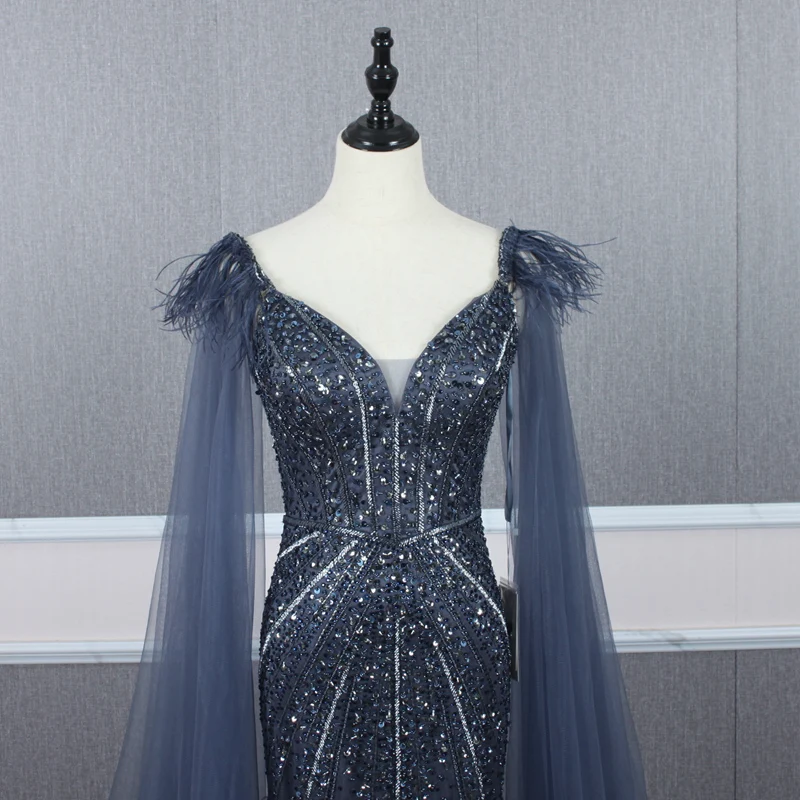 

China manufacturer sleeveless backless ladies african heavy beaded evening dresses Show Luxury party dress