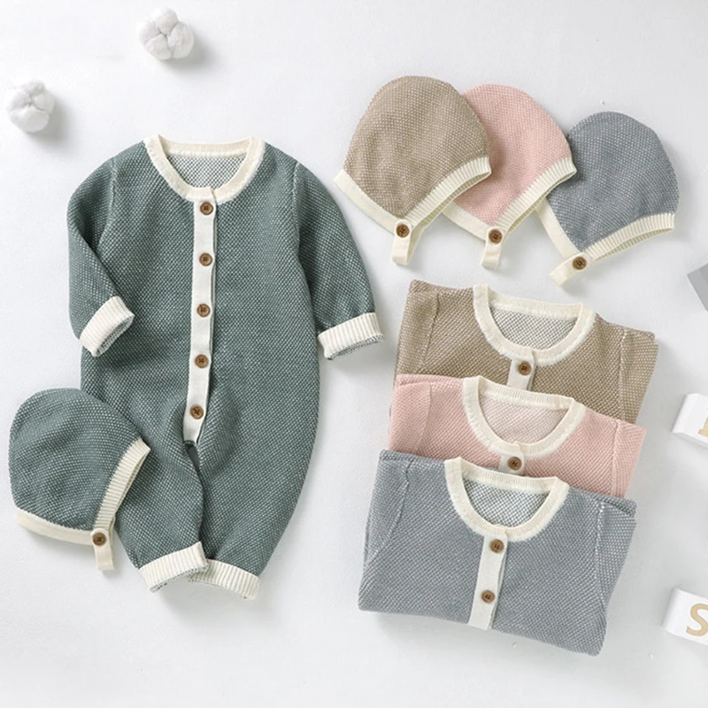 

Excellence Bag Store 2021 New Cute Knitting Toddler Kids One-Piece Clothing For Children Romper Infant Baby Jumpsuit 0-18 Months