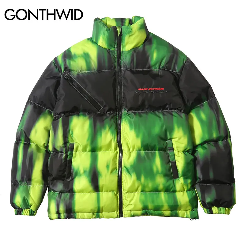 GONTHWID плотные парки на молнии с карманами и принтом Tie Dye уличная одежда в стиле хип