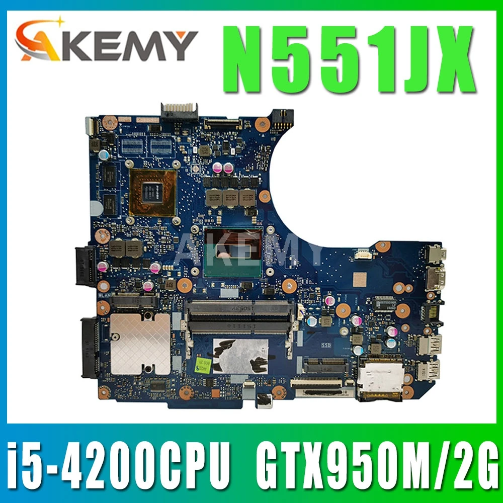 

N551JX/N551JK Motherboard i5-4200CPU GTX950M/2G For ASUS G551JX N551JX G551J N551J Laptop Motherboard N551JK Mainboard test 100%