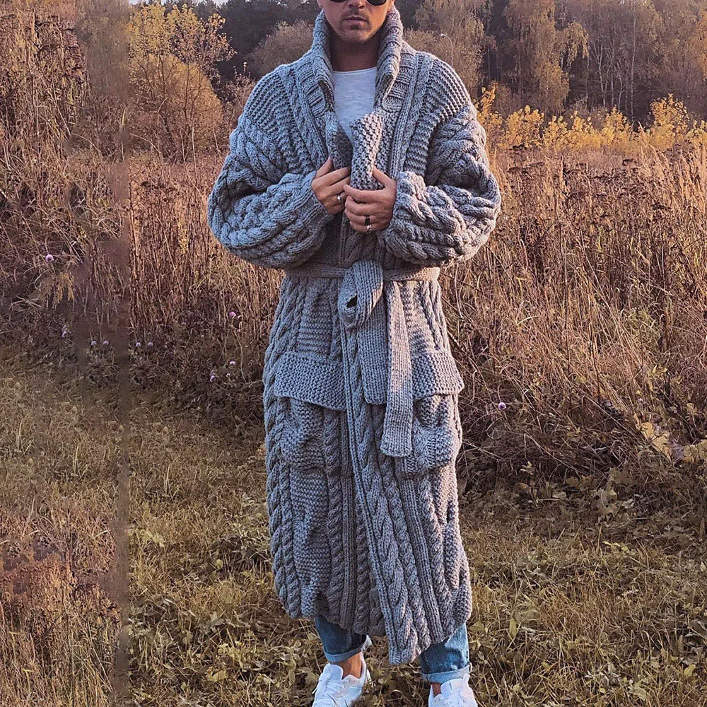 Men's Winter Long Cardigan Sweater Jackets Loose Plus Size Casual Sweaters Men Knitted Oversize Sweater Coats 4XL For Male