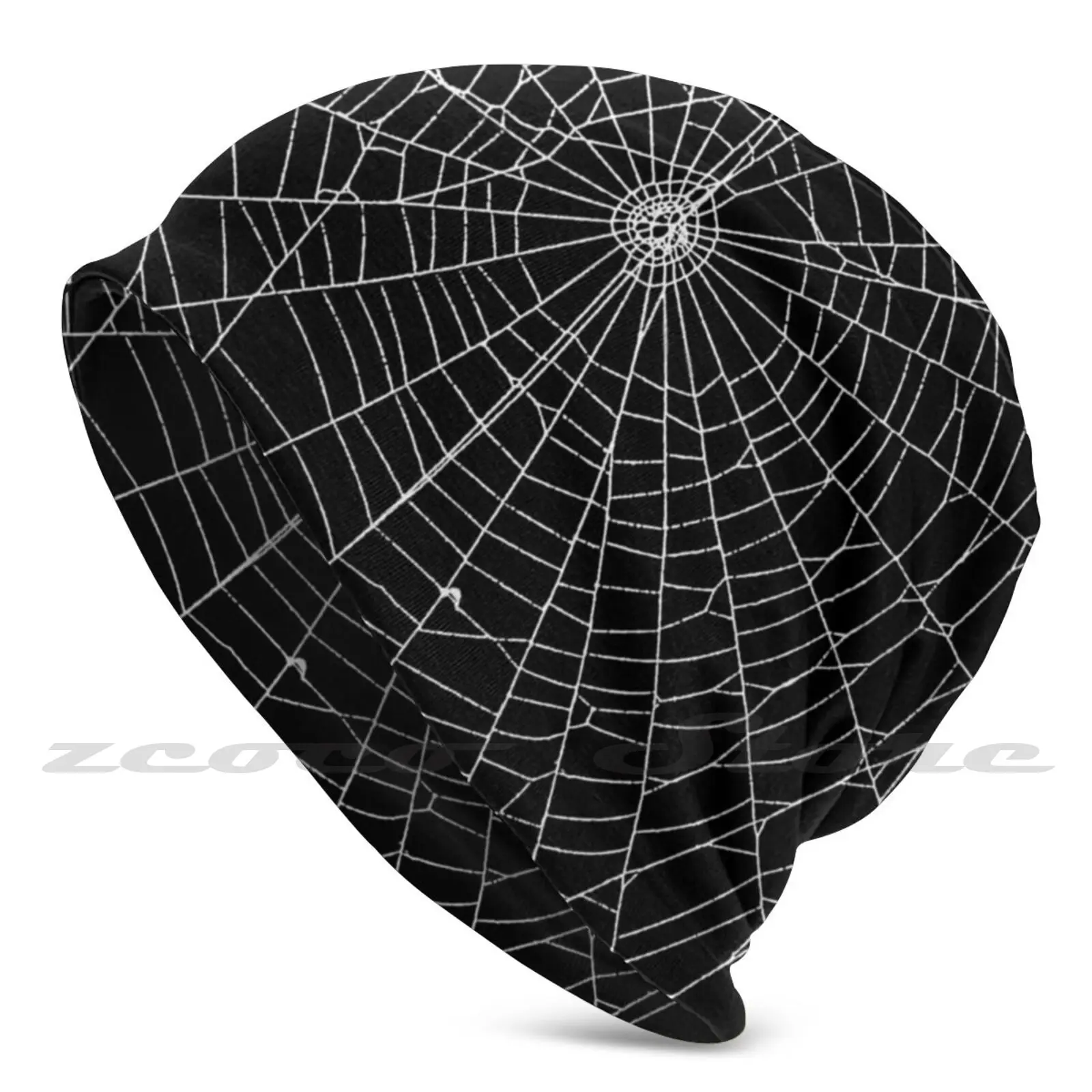 

Вязаная шапка в виде паутины-паука, эластичная мягкая Кепка с индивидуальным рисунком, черно-белая кепка с узором в готическом стиле, панк, п...
