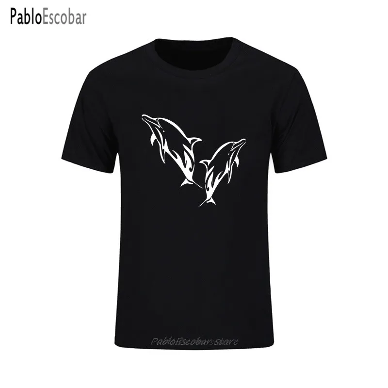 Веселная новые дельфинов морской футболка Россия Повседневная с короткими