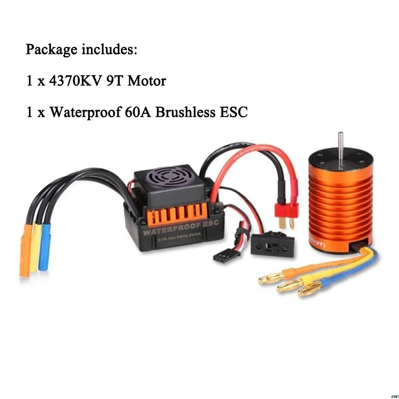Водонепроницаемый бесщеточный двигатель 3650 4300KV/4370KV с 60A ESC Combo Set для HSP 1/10 RC Car |