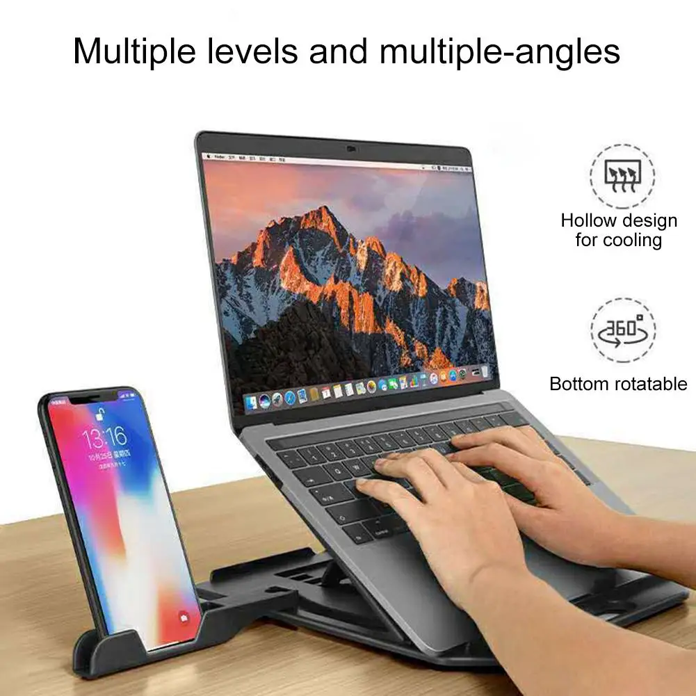 

2020 New 2in1 Foldable Multi-Angle Laptop Phone Stand Portable Laptop Riser Notebook Holder Stand For 10-15.6 Inch Laptops