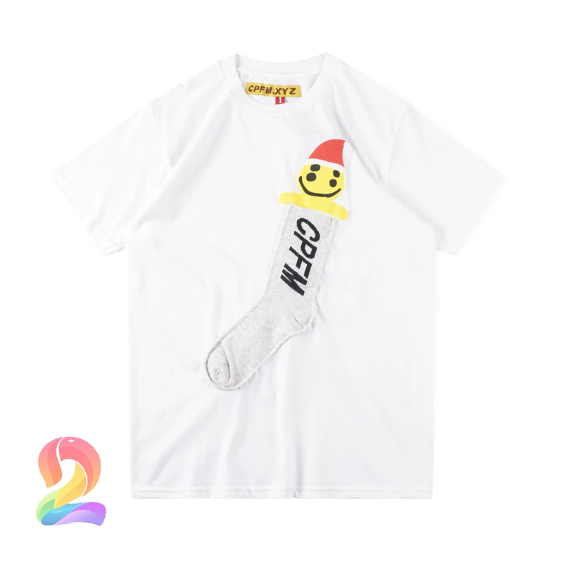

Kanye West CPFM T-shirts Men's Women's Smiley Face Commemorative Socks Short-sleeved Oversize CPFM.XYZ Casual Hiphop T-Shirt