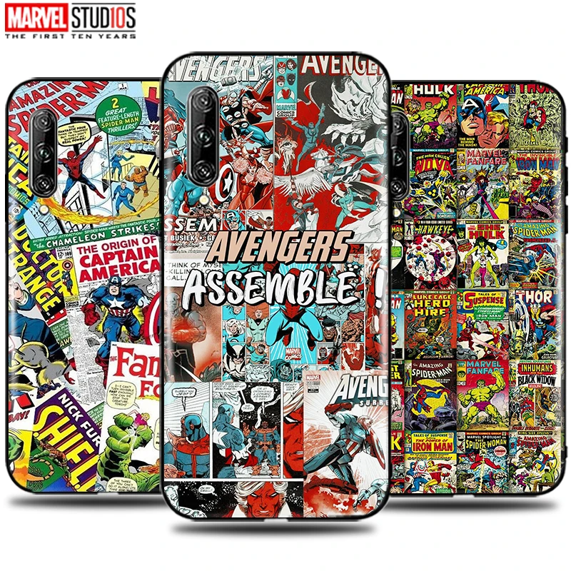 

Phone Case For Huawei P Smart Pro Plus 2019 Funda Cover Marvel Avengers Comics Iron Man SpiderMan Hulk Thor Venom