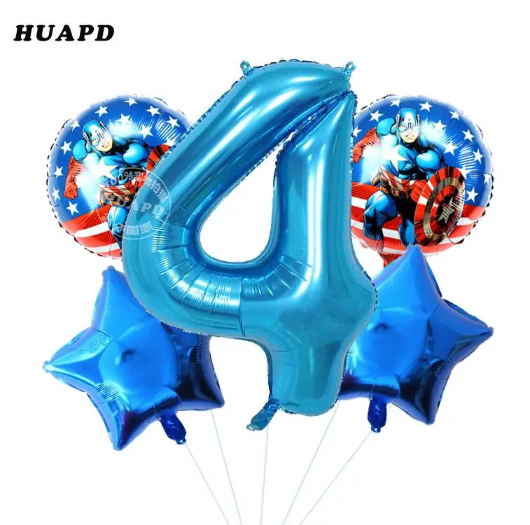 5 шт./лот воздушные шары из фольги супергероя 40 дюймов надувной шар с синим