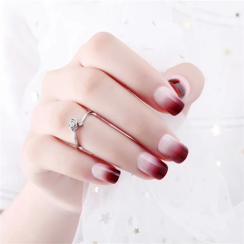 24 шт. градиентные фиолетовые искусственные наклейки для ногтей с квадратной