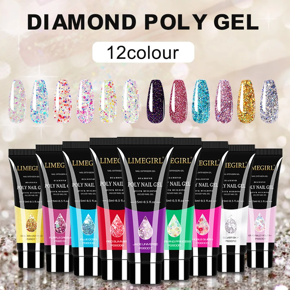 

Nail Extension Gel 12 Colors Glitter Series Nail Builder Nail Enhancement Gel for Nail Starter Nail Salon Manicure Tool Shipping