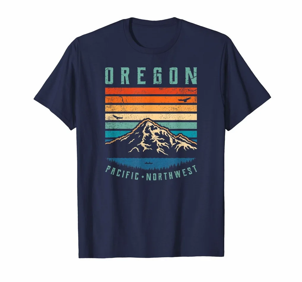 

Oregon Retro T-Shirt Vintage Portland Home State Mountains TEE Shirt Full-figured