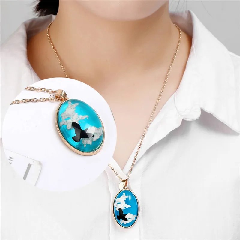 Nature Blue Sky White Cloud Resin Transparent Ladies Necklace Jewelry And Accessories Gift Choker Mujer Collares De Moda 2019 | Украшения и