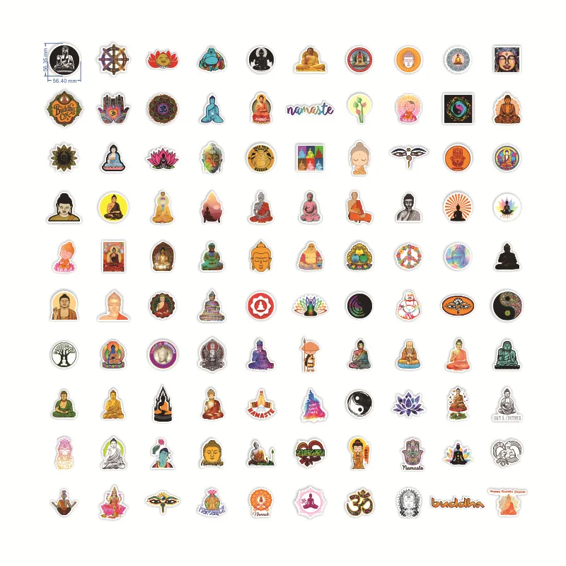 

100PCS Cartoon Buddhism Graffiti Sticker Buddha For Bottle Skateboard Laptop Guitar Scrapbooking PVC Toy Kids Decals Sticker F3