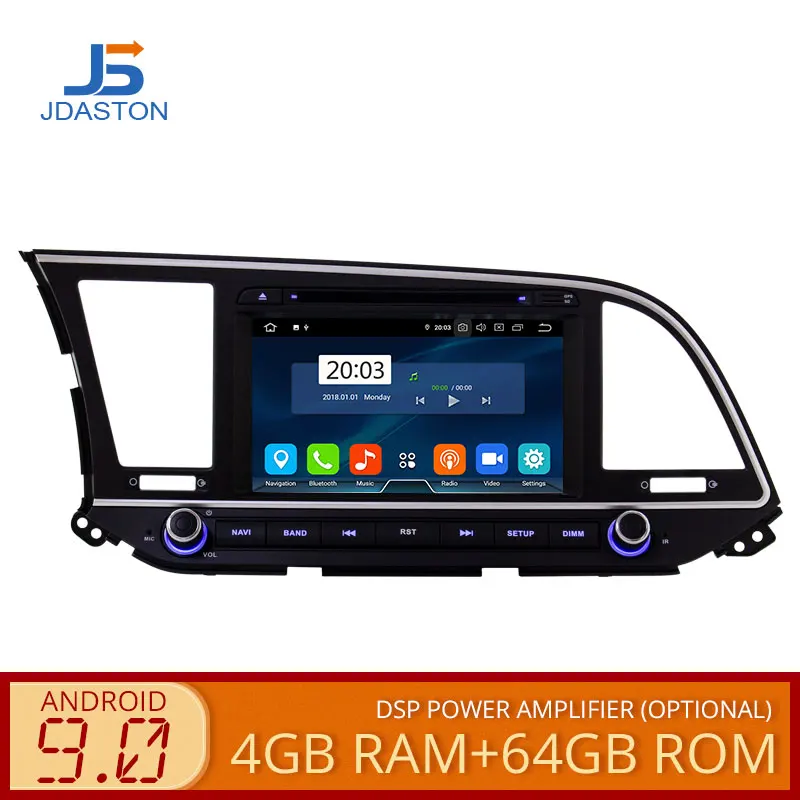 JDASTON, четыре ядра, Android 9,0, автомобильный dvd-плеер для hyundai Elantra, 4G+ 64G, мультимедиа, gps, стерео, 2 Din, автомагнитола