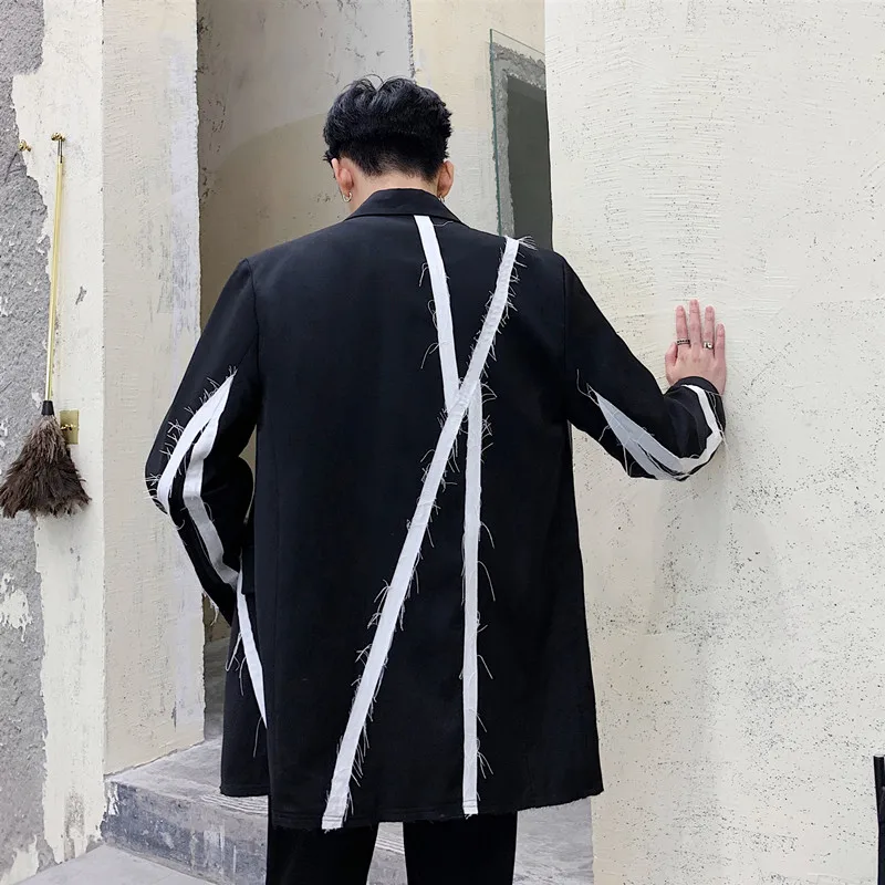 Пиджак мужской на одной пуговице повседневный блейзер в полоску винтажная