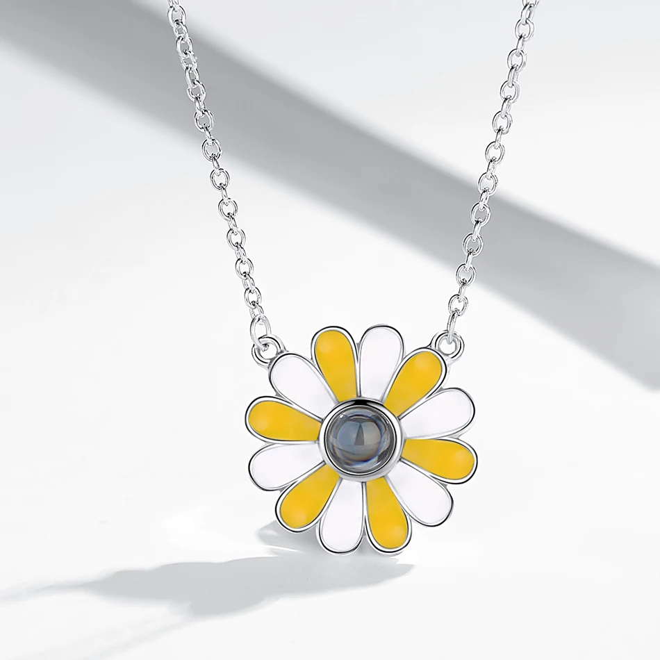 Модное ожерелье из стерлингового серебра 925 пробы с искусственными маргаритками