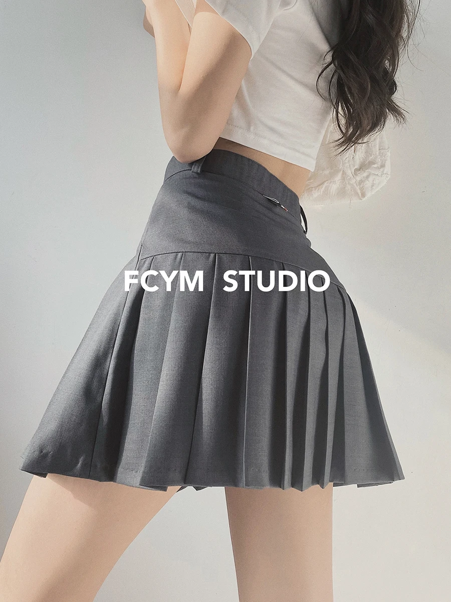 

Vintage High Waist Slim Solid Pleated Skirt Preppy Style Student Short Umbrella Skirt Shorts 2021 Summer Fashion Women Faldas