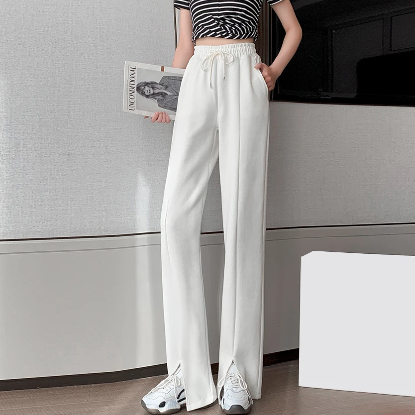 

wide-leg pants women's 2021 new spring high waist crotch loose straight casual pants joggers nike pants for women
