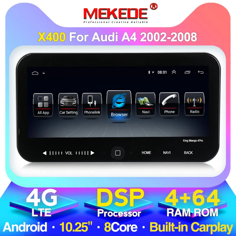 4G lte 4 + 64G Android автомобильный телефон для Audi A4 2002 2008 автомобильное радио стерео Wifi BT