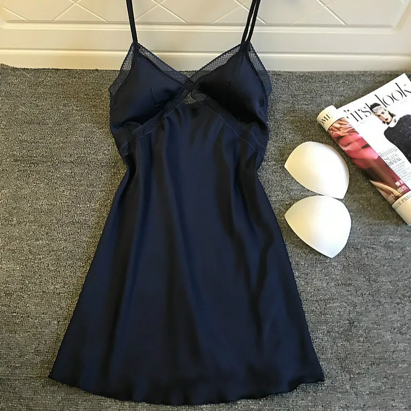 Ночные рубашки для девочек атласное 2021 летние шелковые ночную рубашку женская