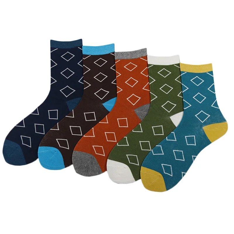 Мужские и женские хлопковые носки с геометрическим рисунком Harajuku винтажный