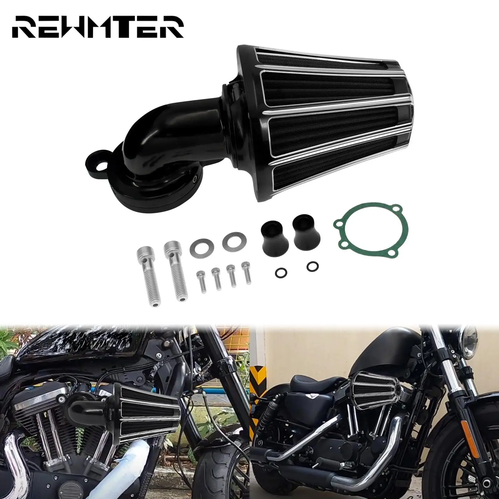 

Motorcycle Air Cleaner Intake Filter CNC Aluminum Black For Harley Sportster XL 1200 883 Iron Roadster Custom 2004-2020 2021