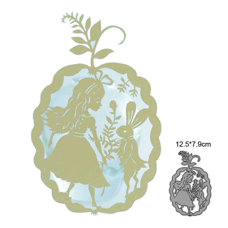

2021 Cutting dies Wreath Girl Rabbit metal cutting dies cut die mold Scrapbook paper craft knife mould blade punch stencils dies