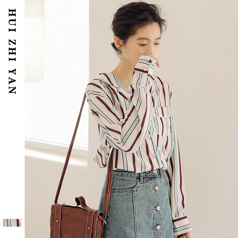 Полосатые рубашки для женщин 2020 шикарные шифоновая рубашка с длинным рукавом