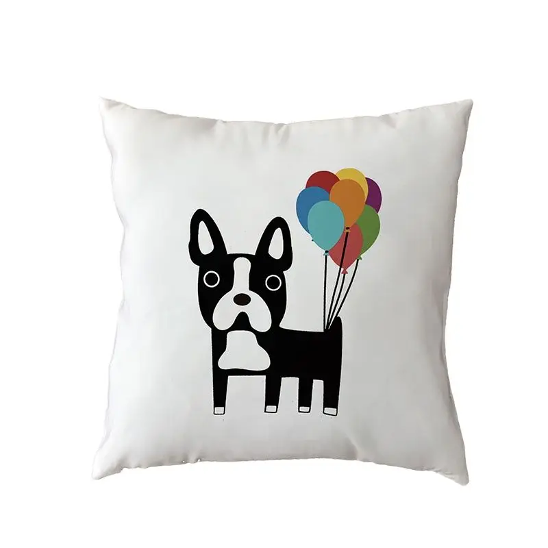 Оптовая продажа мультяшный Французский бульдог Белый Чехол на подушку