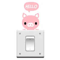 cartoon hello pig switch stickers mini vinyl decal wallpaper stickers for kids bedroom door decoration