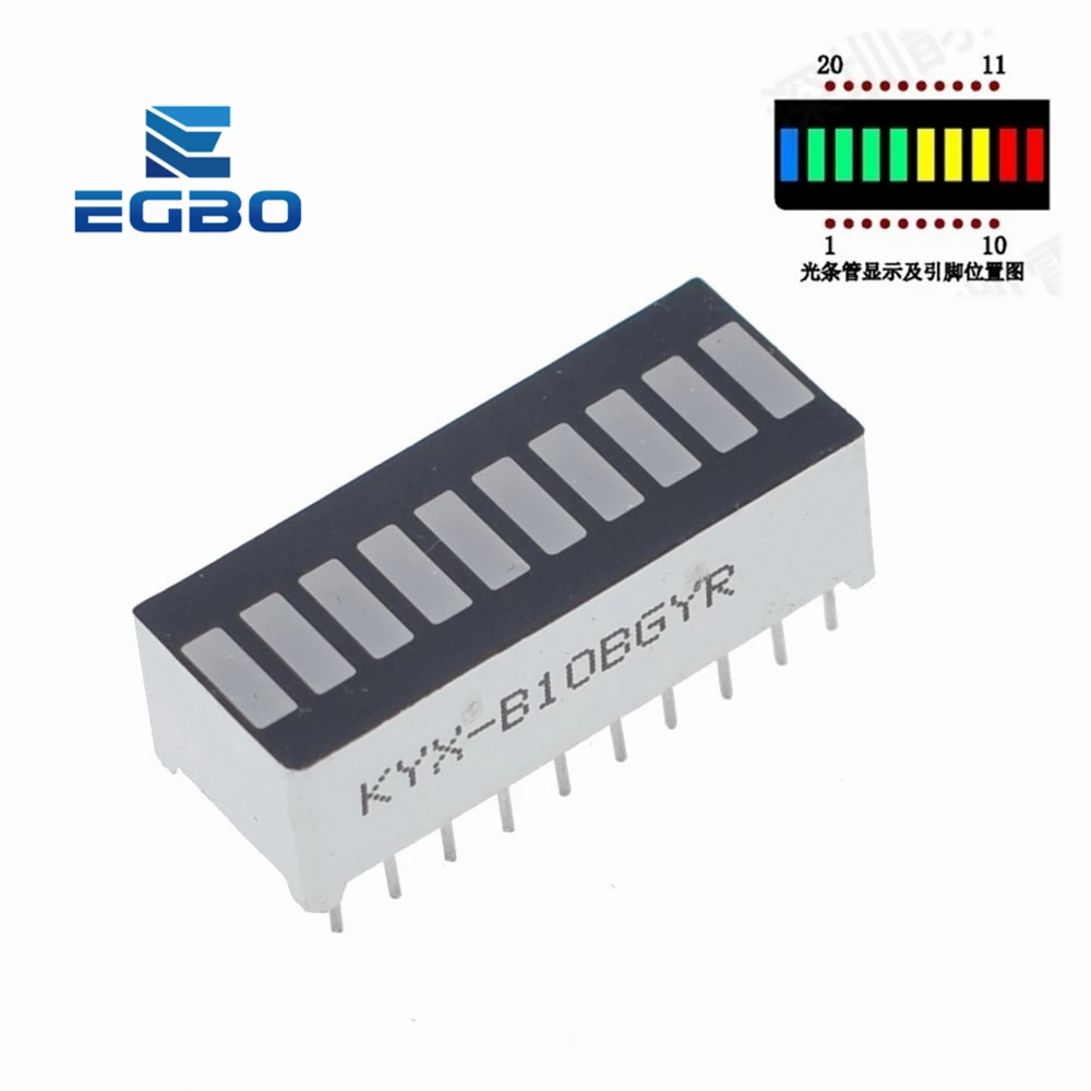 

EGBO 10 grid digital segment LED light bar super bright 2 red+3 yellow+4 green+1 blue light flat tube B10BRYGB
