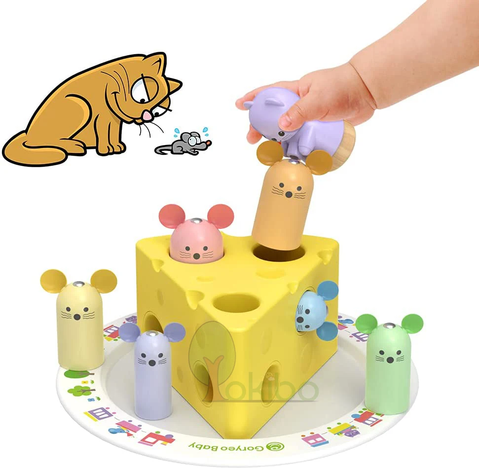 

Обучающие деревянные игрушки Монтессори для детей, игрушка для кошек и мышей, деревянная сортировочная игра для мальчиков и девочек, Обучаю...