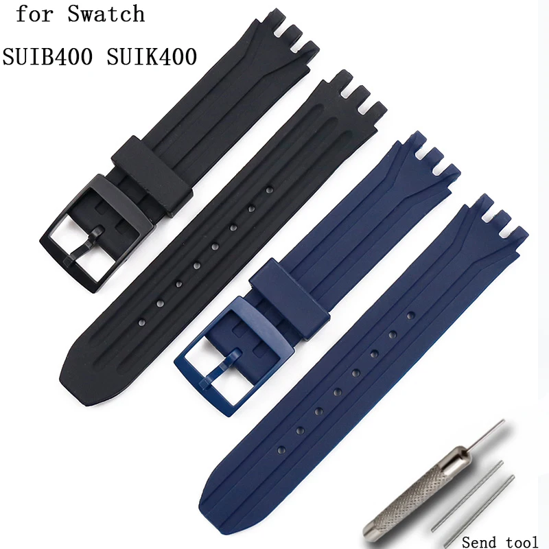 Ремешок резиновый водонепроницаемый для часов Swatch SUIB400 SUIK400 series силиконовый