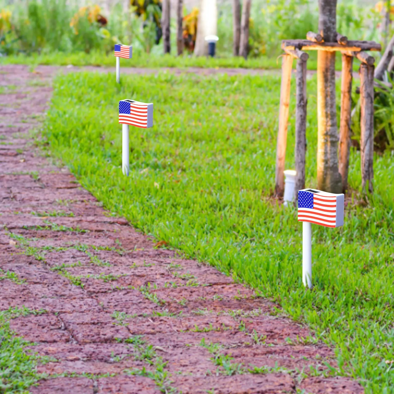 10 шт. Открытый Солнечный светодиодный светильник лампы День Независимости