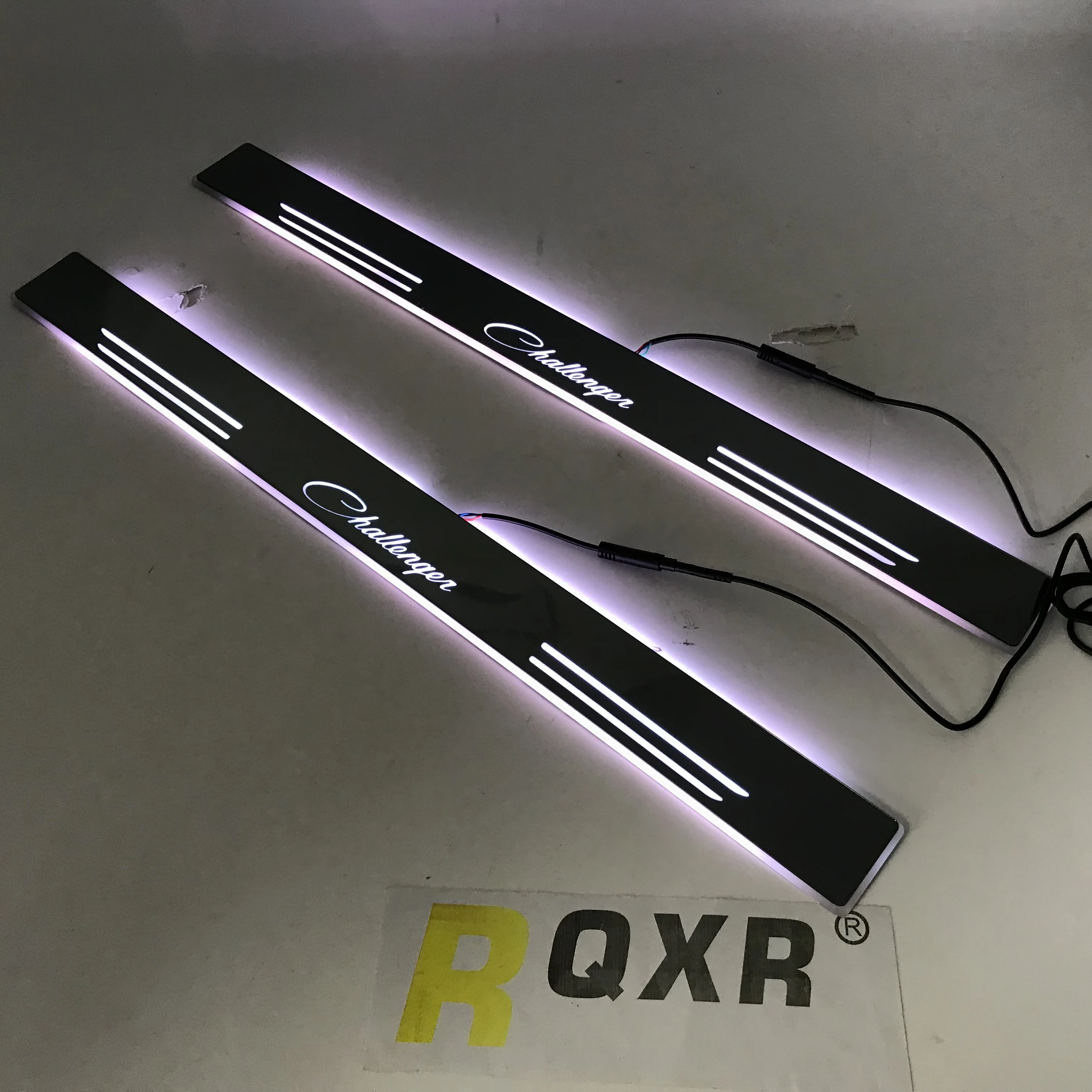 

Osmrk Threshold led bar door sill plate scuff for Dodge Challenger trim welcome light Infrared sensor