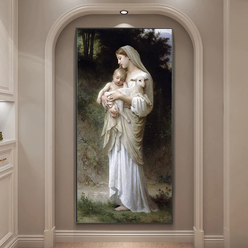 

Abstract Virgin Mary And Baby Jesus Portrait Canvas Painting Wall Art Religious Posters And Prints For Living Room Home Decor