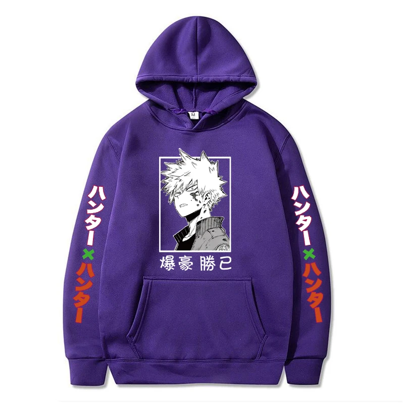 

2021 Harajuku My Hero Academia Hoodies Men Women Long Sleeve Sweatshirt Bakugou Katsuki Anime Manga Black Hoodies Tops Clothes
