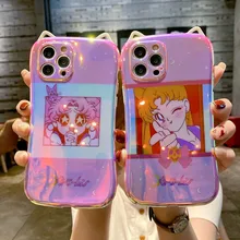 Blu-ray cute cat ear soft shell phone case, suitable for iPhone 12 11 Pro Max X XS XR 7 8 Plus anti-drop protective case