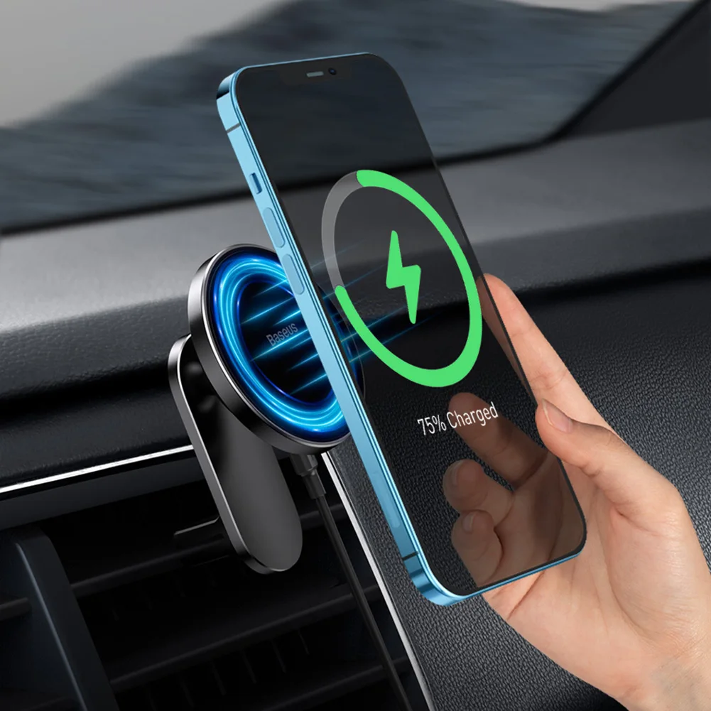 

Charging Wireless Car Charger Magnetic Wireless Charge In Car 15w Magnet Mount Air Vent Dashboard Car Phone Holder For Ipone12