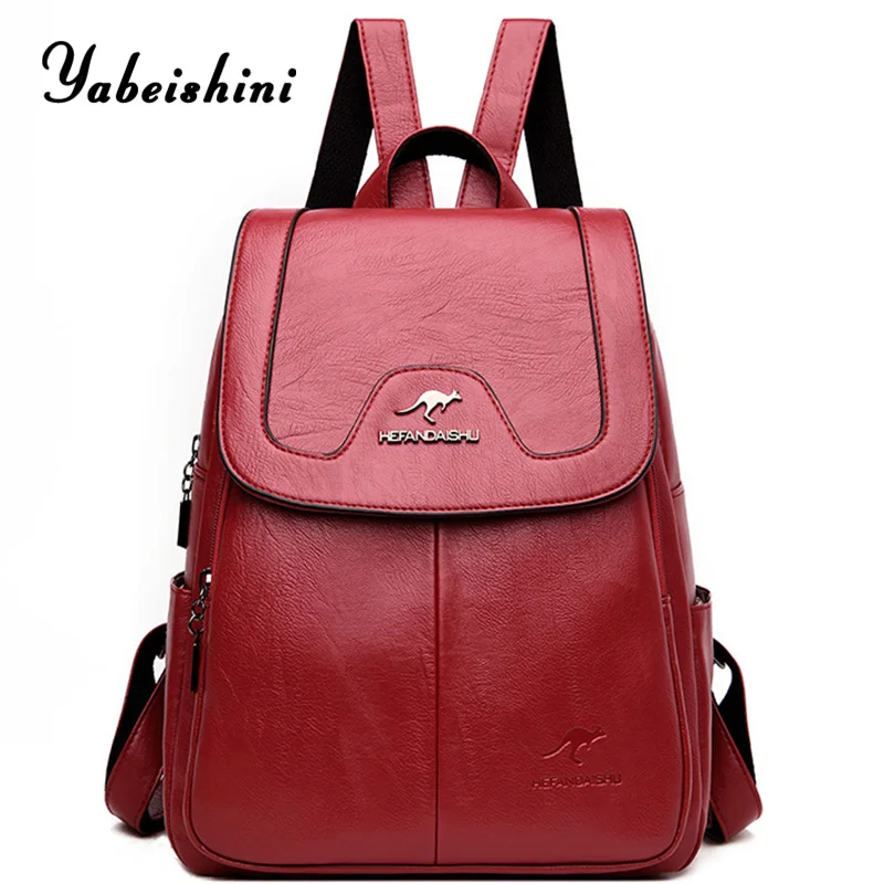 

PU New Women Backpacks Shoulder Bag Leather Female Vintage Large Daypack 2020 Multi-functional Lady Girl Travel Bagpack