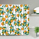 Летние шторы для душа с фруктами, желтыми, оранжевыми узорами, экзотические, лимонные, зеленые, оставляющие экран для ванной комнаты, водонепроницаемые подвесные шторы