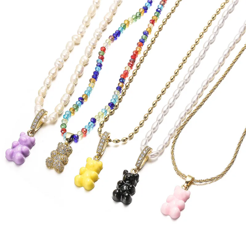 1 шт. милые Подвески карамельных цветов из смолы в виде жевательного медведя