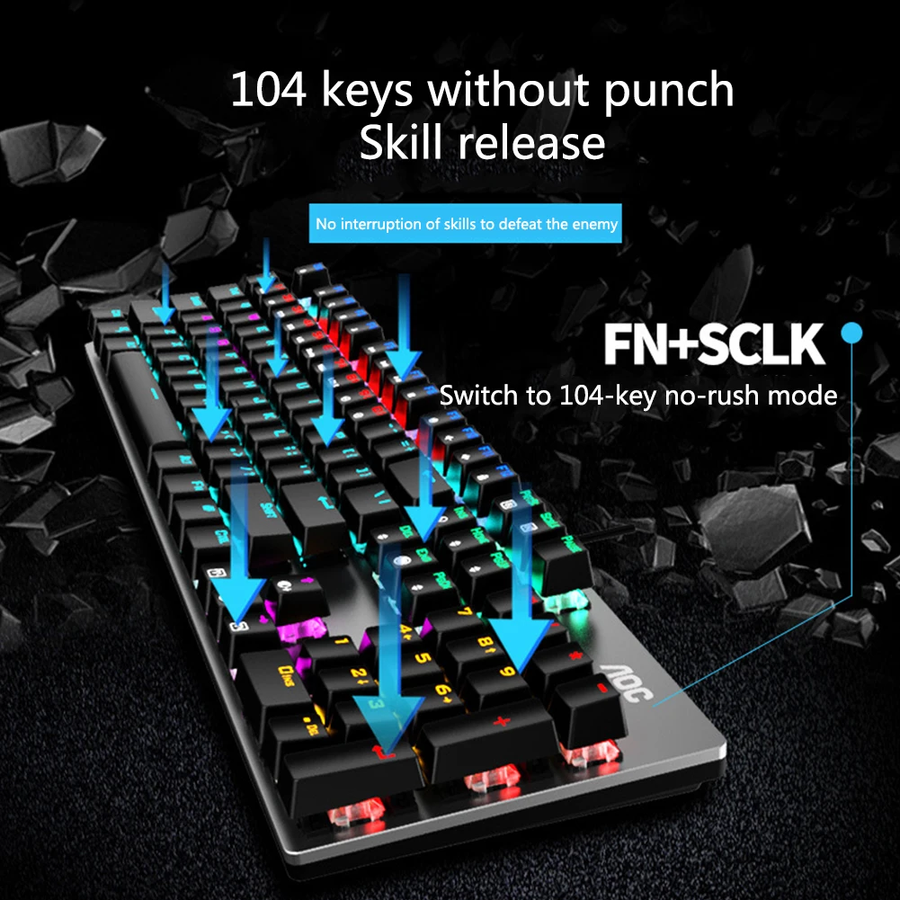 

104 Keys RGB Backlight Gaming Mechanical Metal Universal Computer Accessories Ergonomic Home Office Wired Keyboard For Desktop