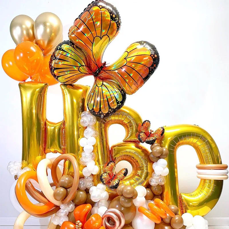 Большая Бабочка Стрекоза фольгированный шар Радужный цветок растение гелиевый