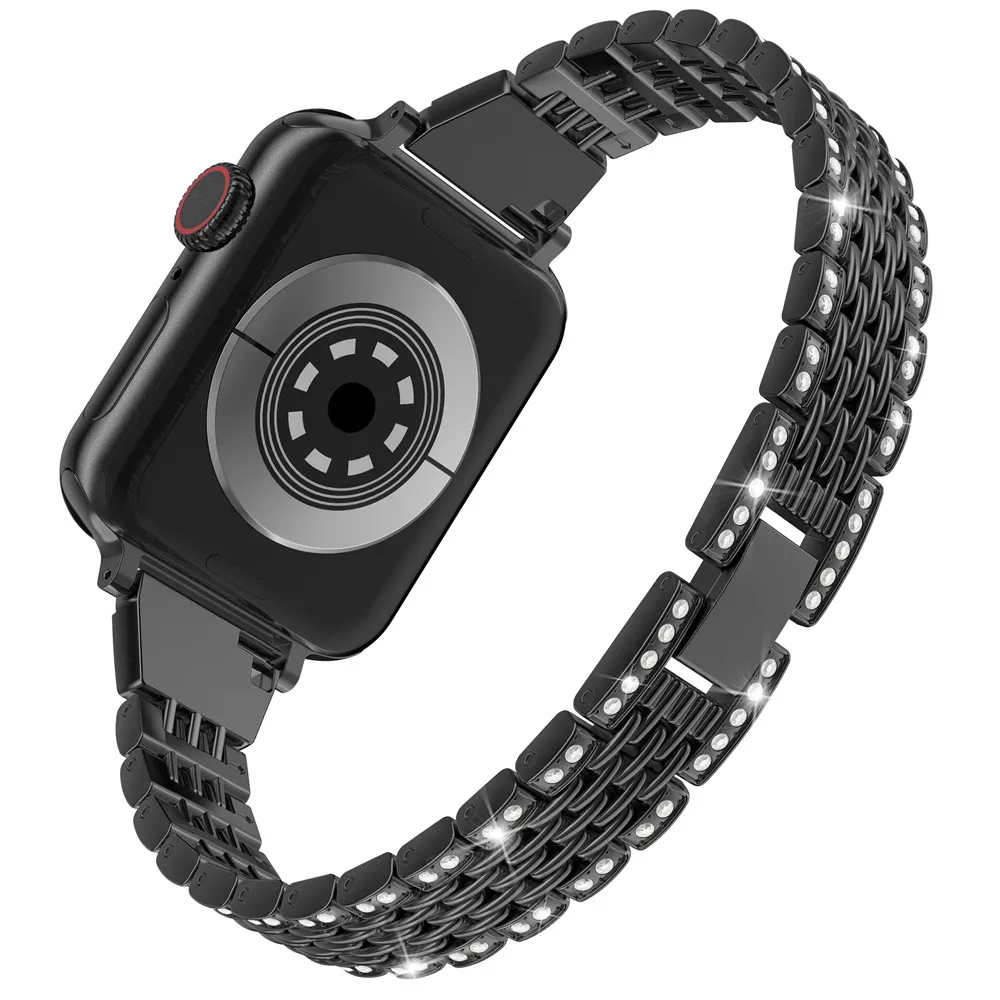 Металлический Блестящий ювелирный ремень для Apple Watch Band 5 38 мм 42 Женский браслет