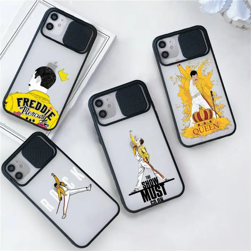 

Freddie Mercury Queen Phone Case For iPhone 7 8 11 12 X XS XR MINI Pro Max Plus Slide Camera Lens Protection