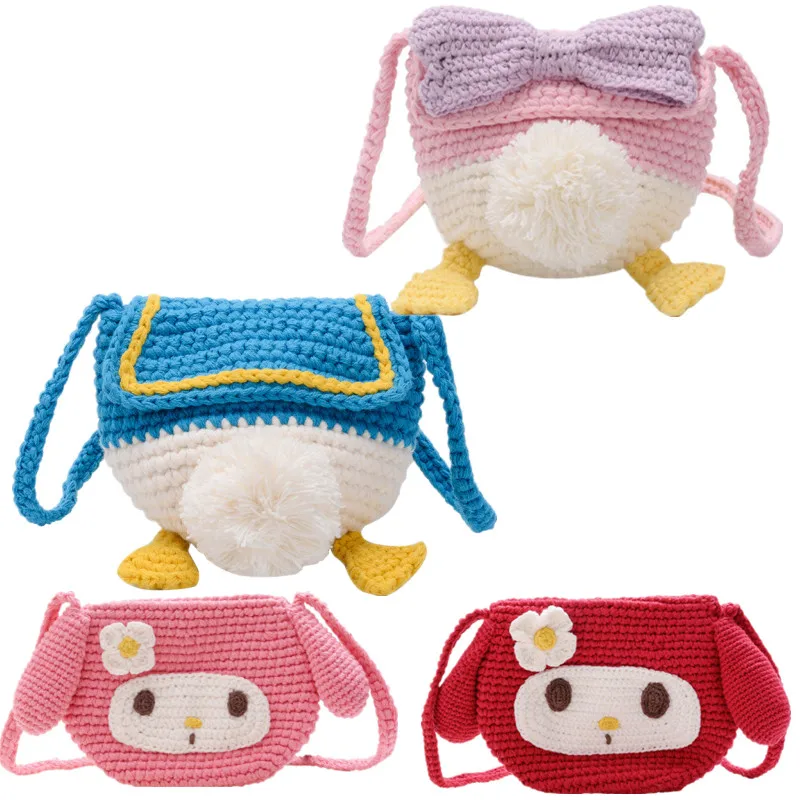 

Cute Cartoon Donald Duck Daisy Duck Plush Toy Knitted Bag Messenger Bag Kawaii Woolen Bag Accessories Toys Girls Gift