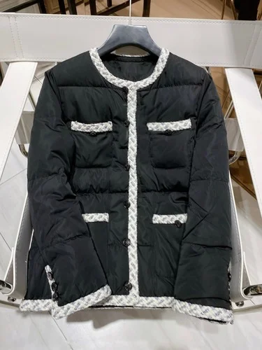 

High Quality Women Temperament Fashion Contrast Color Patchwork Keep Warm Down Coat Designer Clothes