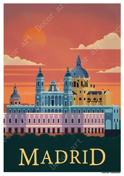 Испания Мадрид бульдога Берлина Германия путешествия холст картины старинные