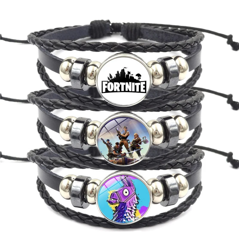 Новинка 2021 винтажный браслет Fortnite с черными бусинами для мужчин модные кожаные